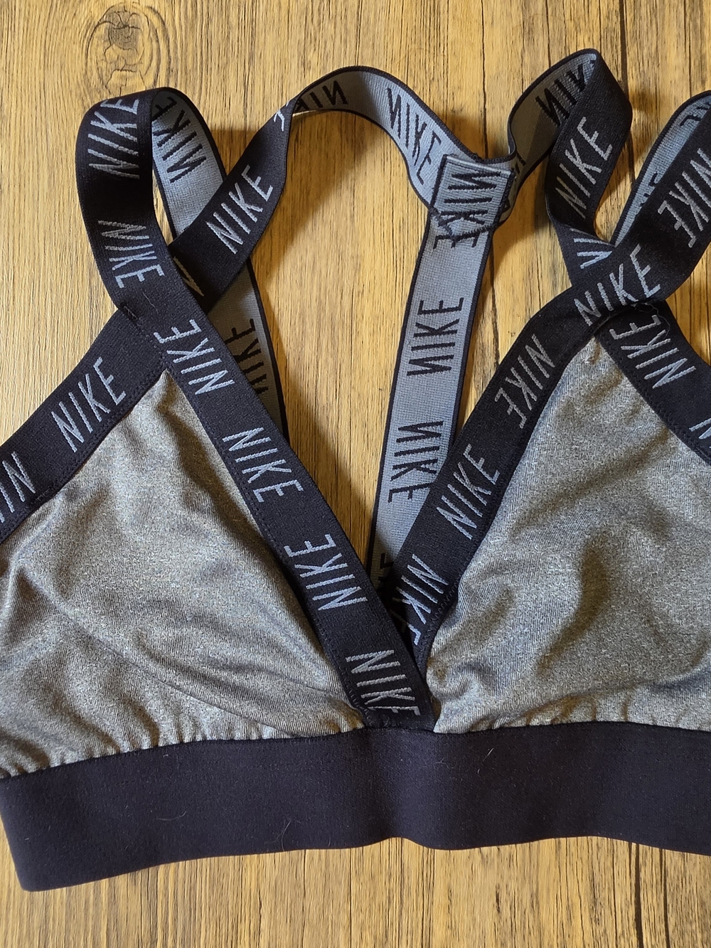 Nike Metallic Gray Sports Bralette with Black Branded Straps